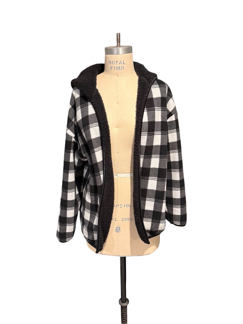Steve Madden Buffalo Plaid Sherpa-Lined Hooded Jacket — Women’s Size Medium